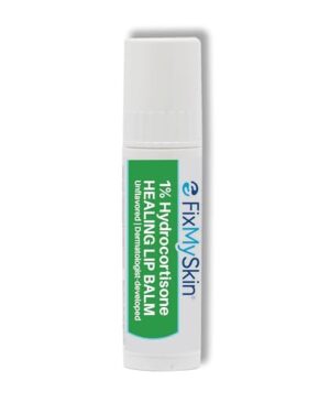FixMySkin 1% Hydrocortisone Healing Lip Balm, Unflavored – Soothes Dry, Cracked & Irritated Lips, Relieves Chapped Lips, Cold Sores & Eczema, Dermatologist Developed, Travel-Friendly Tube, 0.15 oz