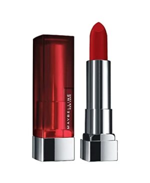 Maybelline Color Sensational Lipstick, Lip Makeup, Matte Finish, Hydrating Lipstick, Nude, Pink, Red, Plum Lip Color, Siren In Scarlet, 0.15 oz; (Packaging May Vary)
