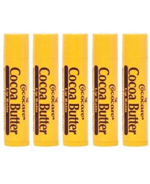 Cococare Cocoa Butter Lip Balm – Cocoa Butter, Vitamin E & Aloe Vera - Paraben-Free Daily Lip Moisturizer, Lip Color Primer, Cold Weather & After Sun Care - 0.15 oz, 5 Pack
