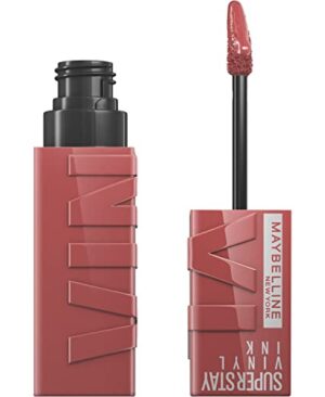 Maybelline Super Stay Vinyl Ink Longwear No-Budge Liquid Lipcolor Makeup, Highly Pigmented Color and Instant Shine, Cheeky, Rose Nude Lipstick, 0.14 fl oz, 1 Count