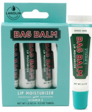 Vermont's Original Bag Balm Fragrance Free Lip Balm with Vitamin E | Pack of 4 0.3oz Tubes