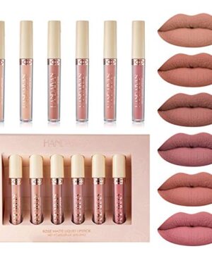 6Pcs Nude Matte Liquid Lipstick Set, Waterproof Long Lasting Non-Stick Cup Nude Lipstick 24 Hour Not Fade Matte Lipstick Professional Lip Gloss Mother's Day Makeup Gifts for Women