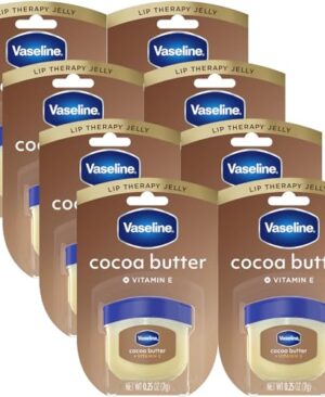 Vaseline Lip Therapy Cocoa Butter 8-Pack – Mini Lip Balms for Soft, Glowing Lips, 0.25 Oz Ea