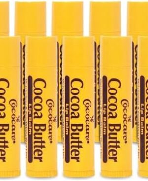 Cococare Cocoa Butter Lip Balm – Cocoa Butter, Vitamin E & Aloe Vera - Paraben-Free Daily Lip Moisturizer, Lip Color Primer, Cold Weather & After Sun Care - 0.15 oz, 10 Pack