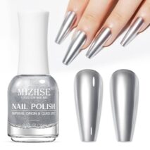 MIZHSE Silver Mirror Nail Polish, Quick Dry Metallic Nail Polish High Shine